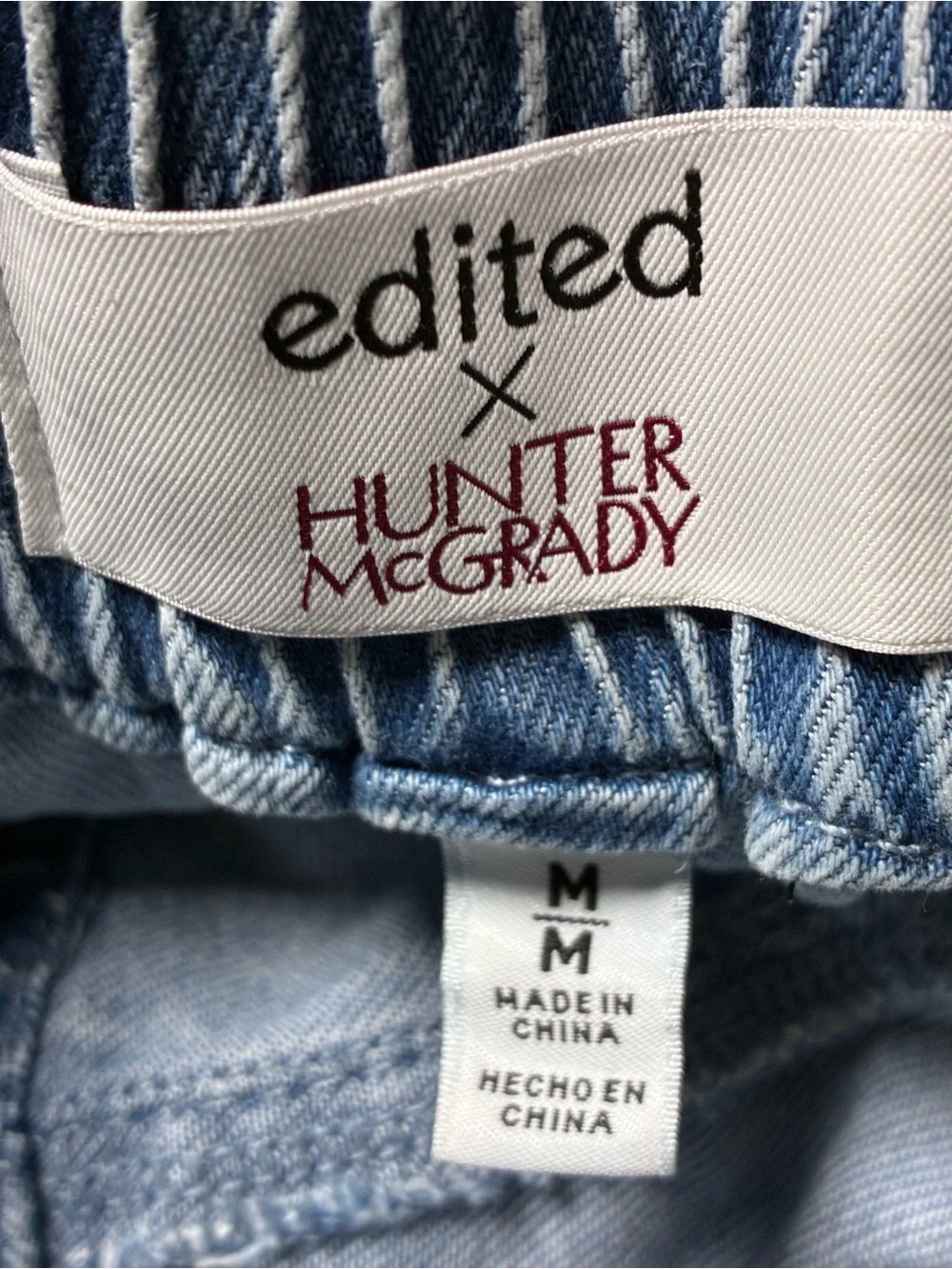 EditedLight Blue Drawstring Denim Shorts